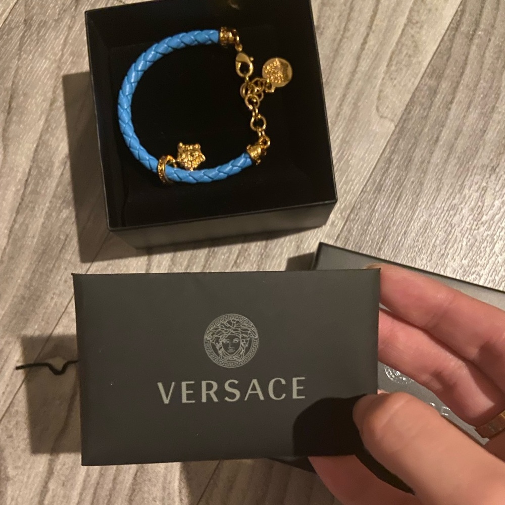 Versace leather charm bracelet